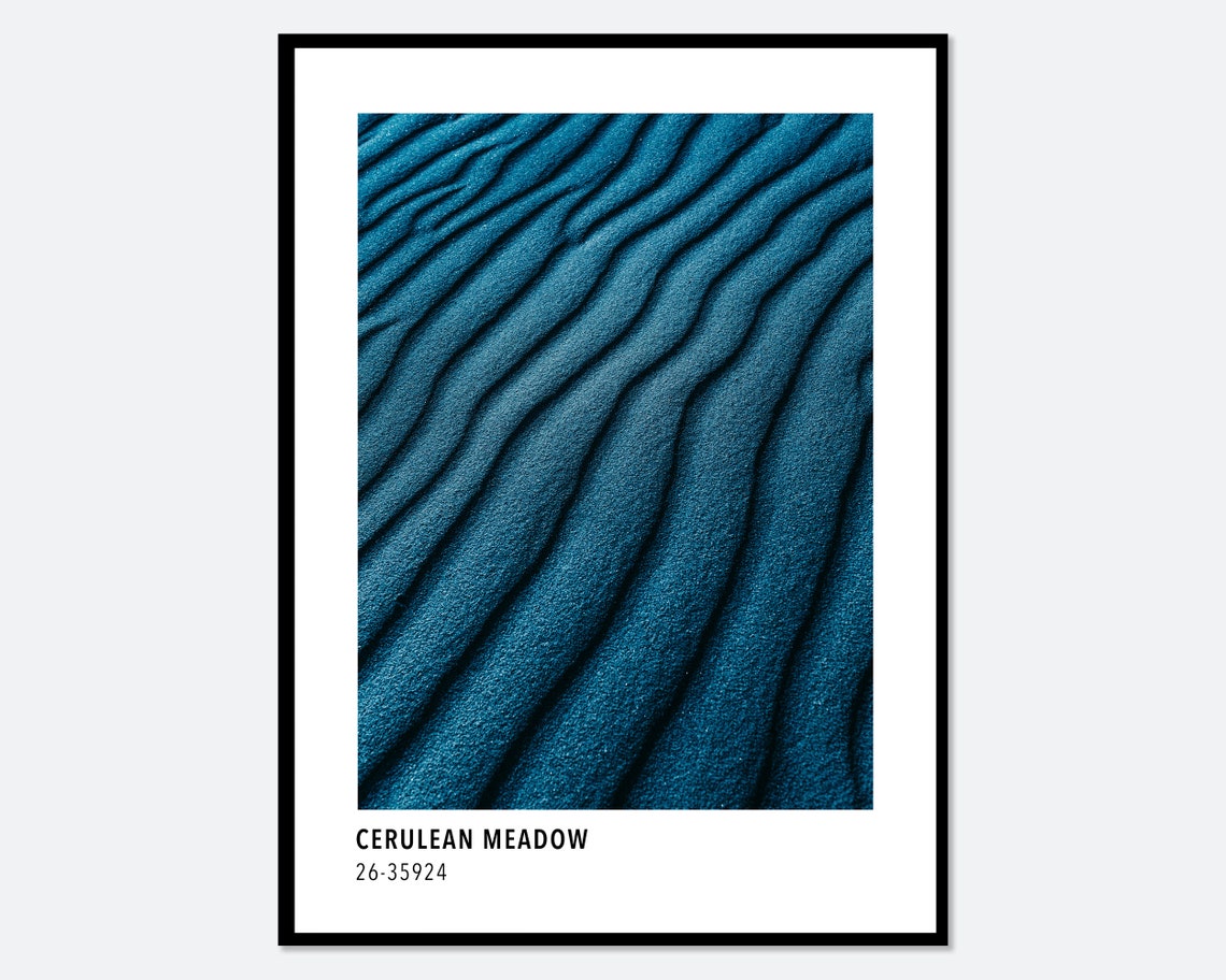 Cerulean Meadow Blue Rippled Sand Texture Minimal Nature Art Poster