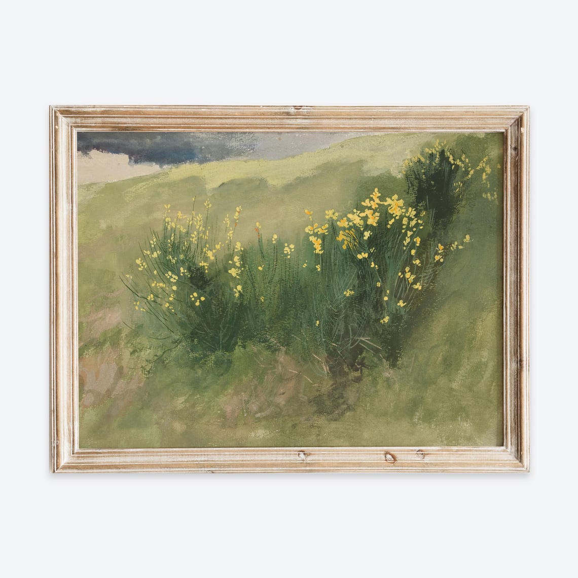 Rustic Vintage Wildflower Meadow Rolling Hills Painting Poster
