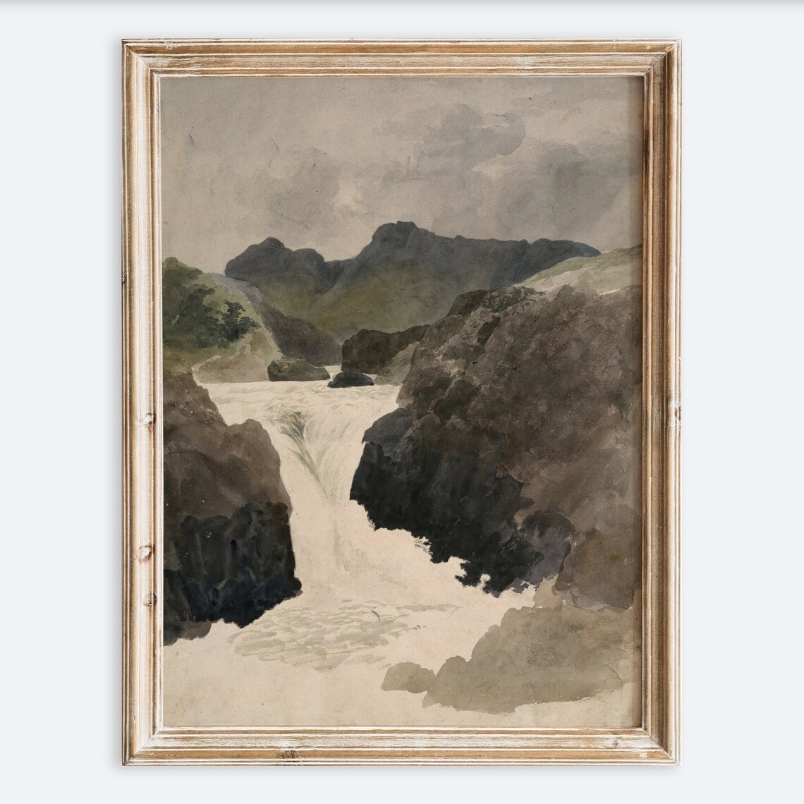 Vintage Skelwith Force Waterfall Landscape Art Print