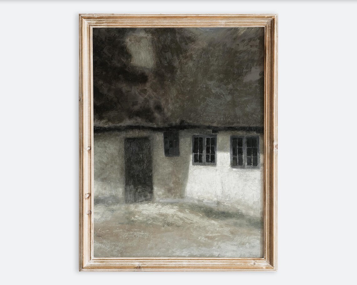 Moody Dark Farmhouse Cottage Vintage Antique Rustic Country Poster