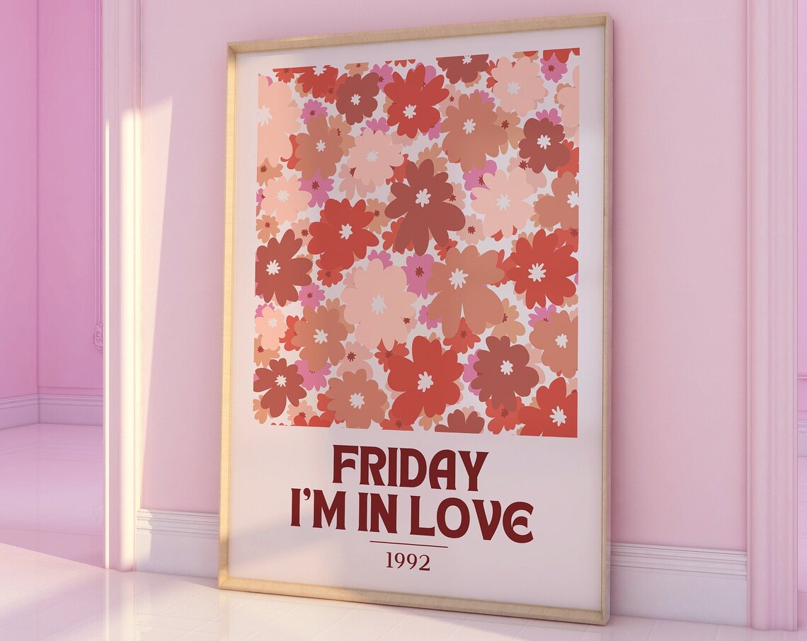 The Cure Friday Im in Love 1992 Floral Retro Song Lyric Poster - Image 3