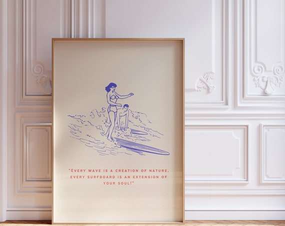 Retro Surf Nursery Decor, Vintage Beach Print