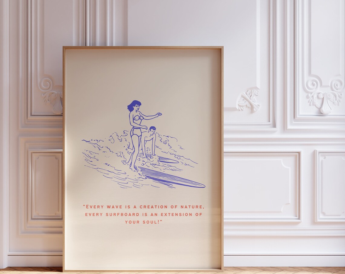 Retro Surf Nursery Decor, Vintage Beach Print