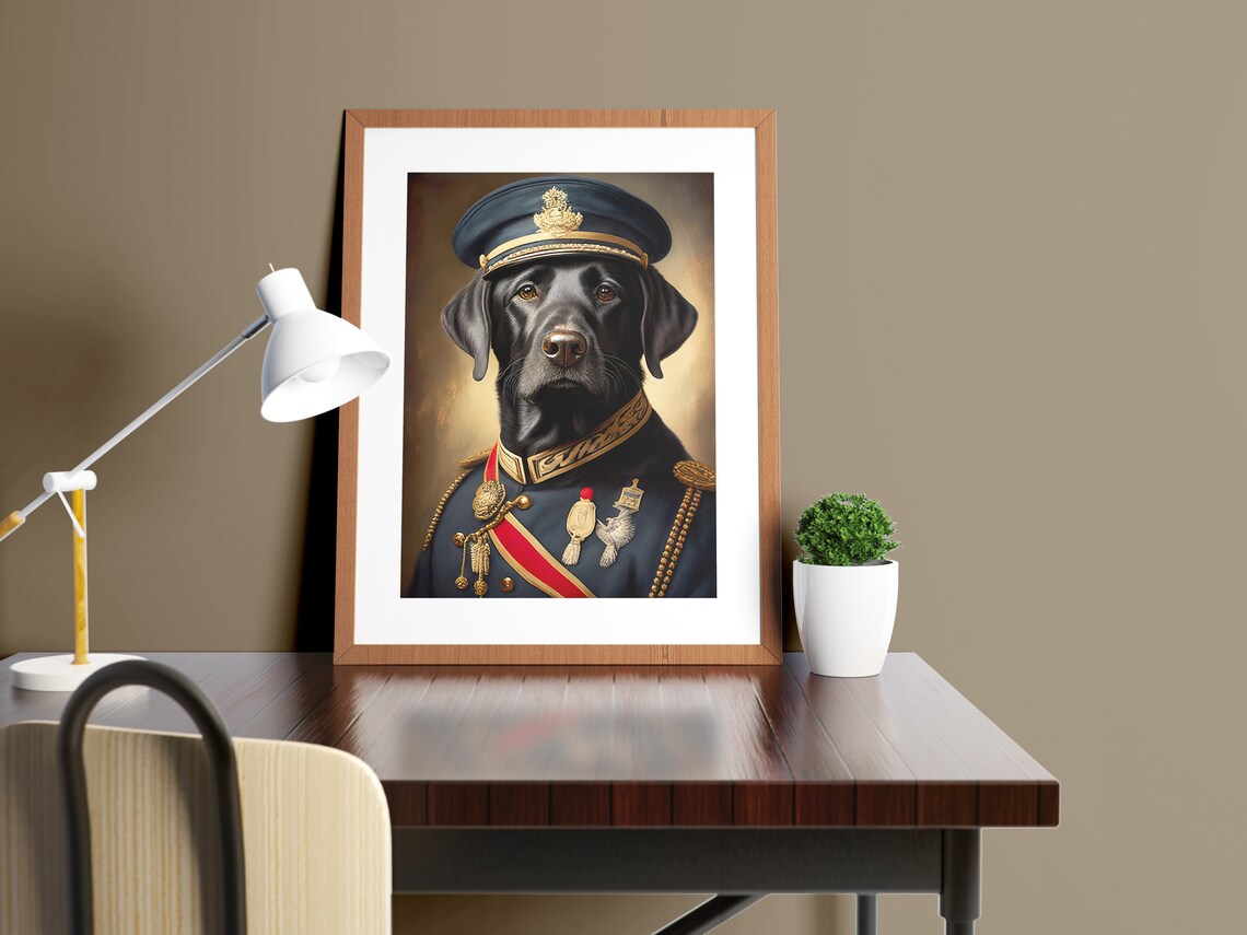 Black Labrador in Military Uniform Art Print - Image 3