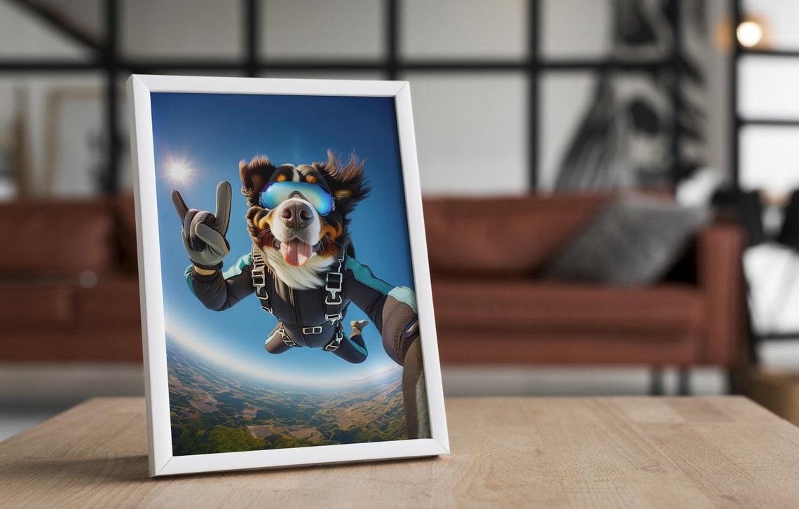 Bernese Mountain Dog Skydiving In Goggles Freefall Adventure Poster - Image 4