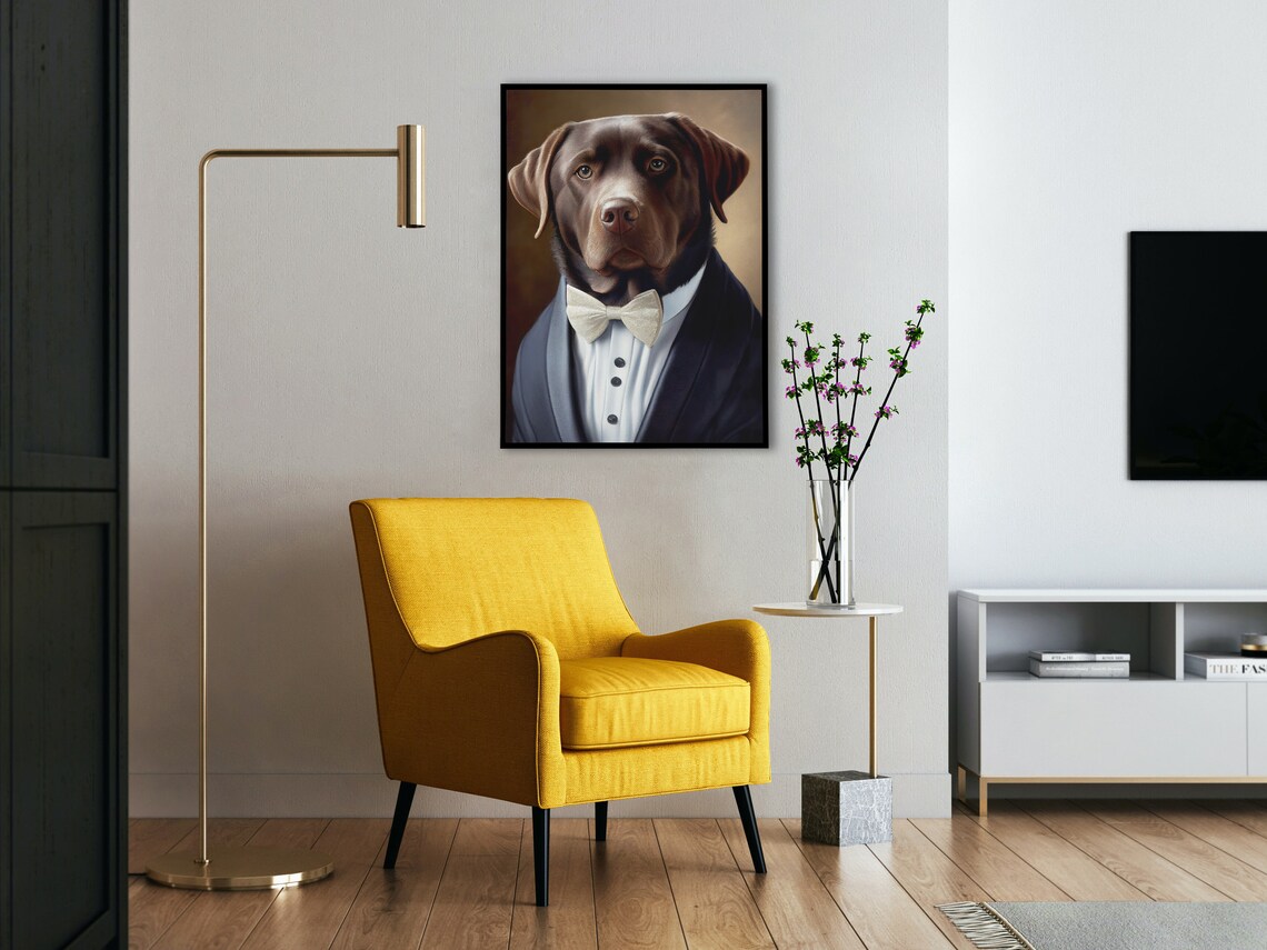 Chocolate Labrador In Tuxedo Formal Bow Tie Gentleman Portrait Poster - Image 4
