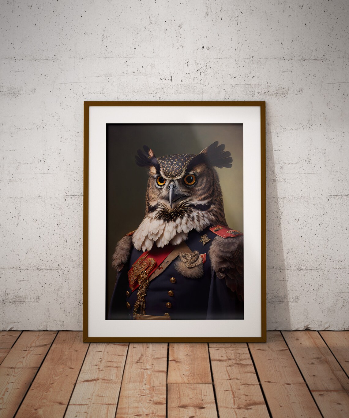 Owl In Military Uniform Poster, Animal Wall Art - Image 3