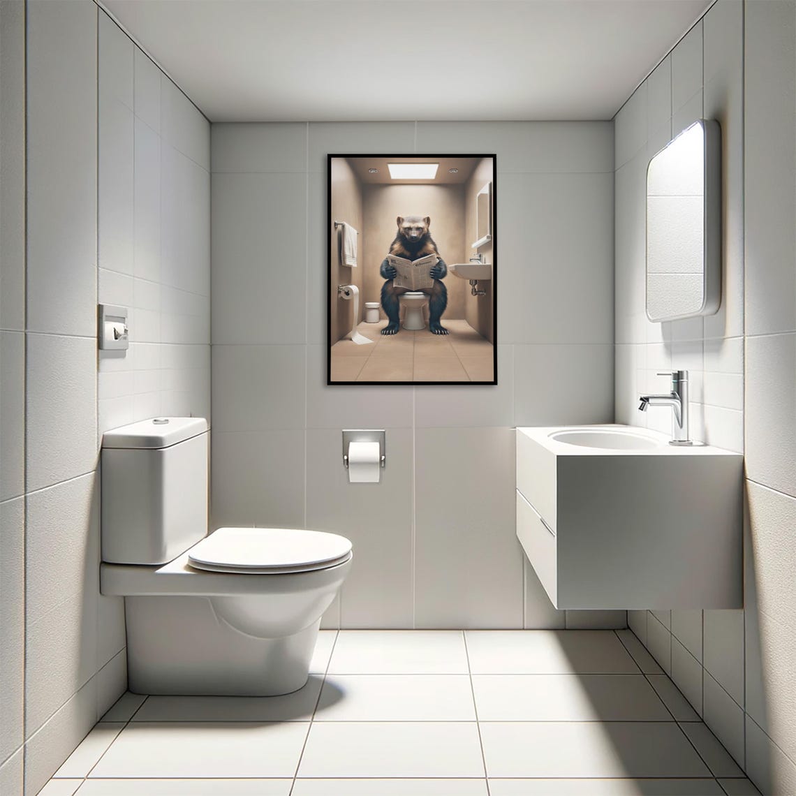 Wolverine Reading the Newspaper on the Toilet Funny Bathroom Poster - Image 4
