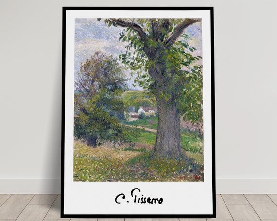 Camille Pissarro Chestnut Trees At Osny Poster Wall Decoration Impressionism Illustration Classic Masterpiece Reproduction Trees