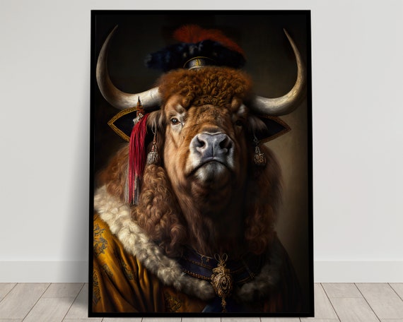 Portrait Of A Noble Bison Baroque Style Wall Decoration Animals Bison Poster Wall Poster To Frame
