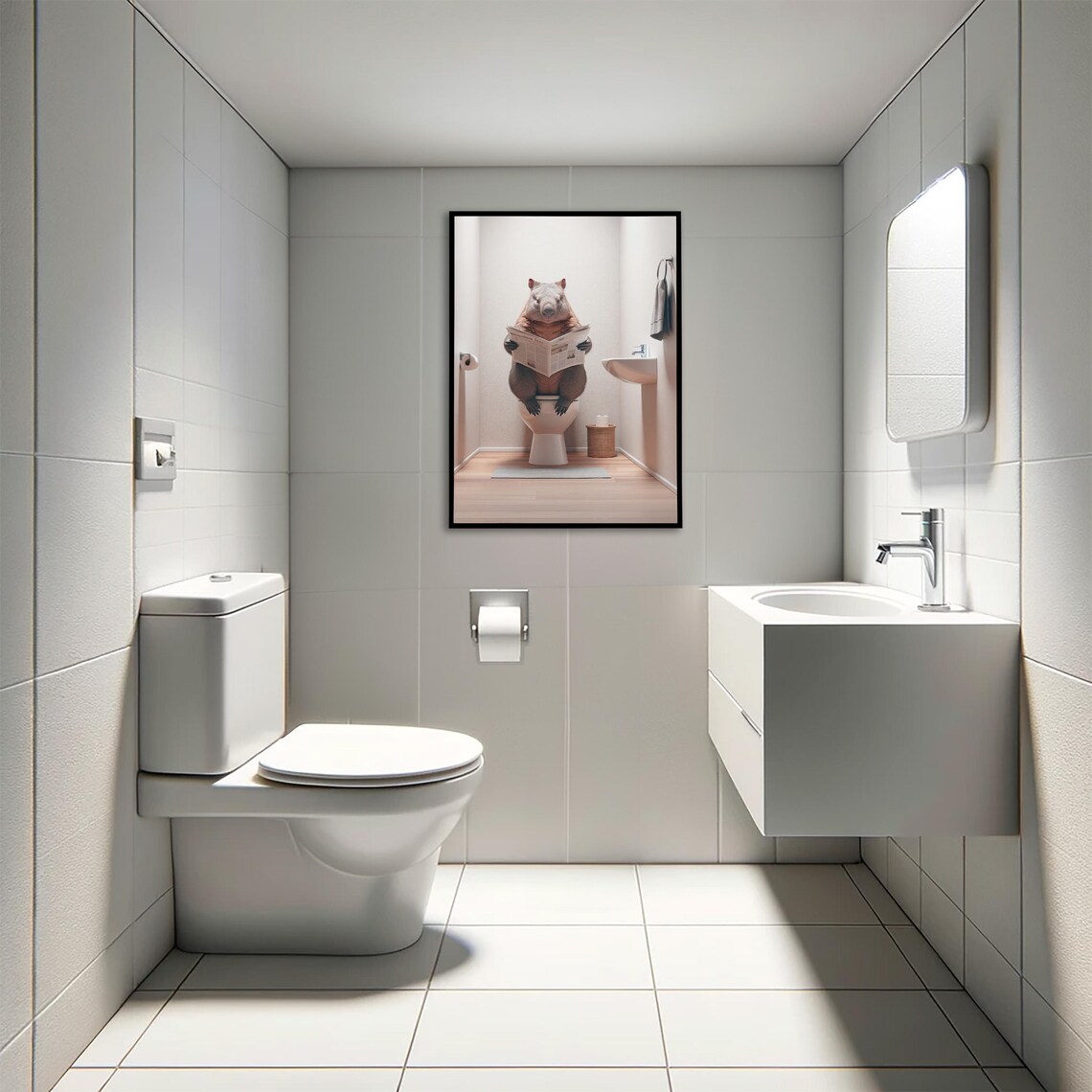 Wombat Reading The Newspaper, Funny Bathroom Poster - Image 4