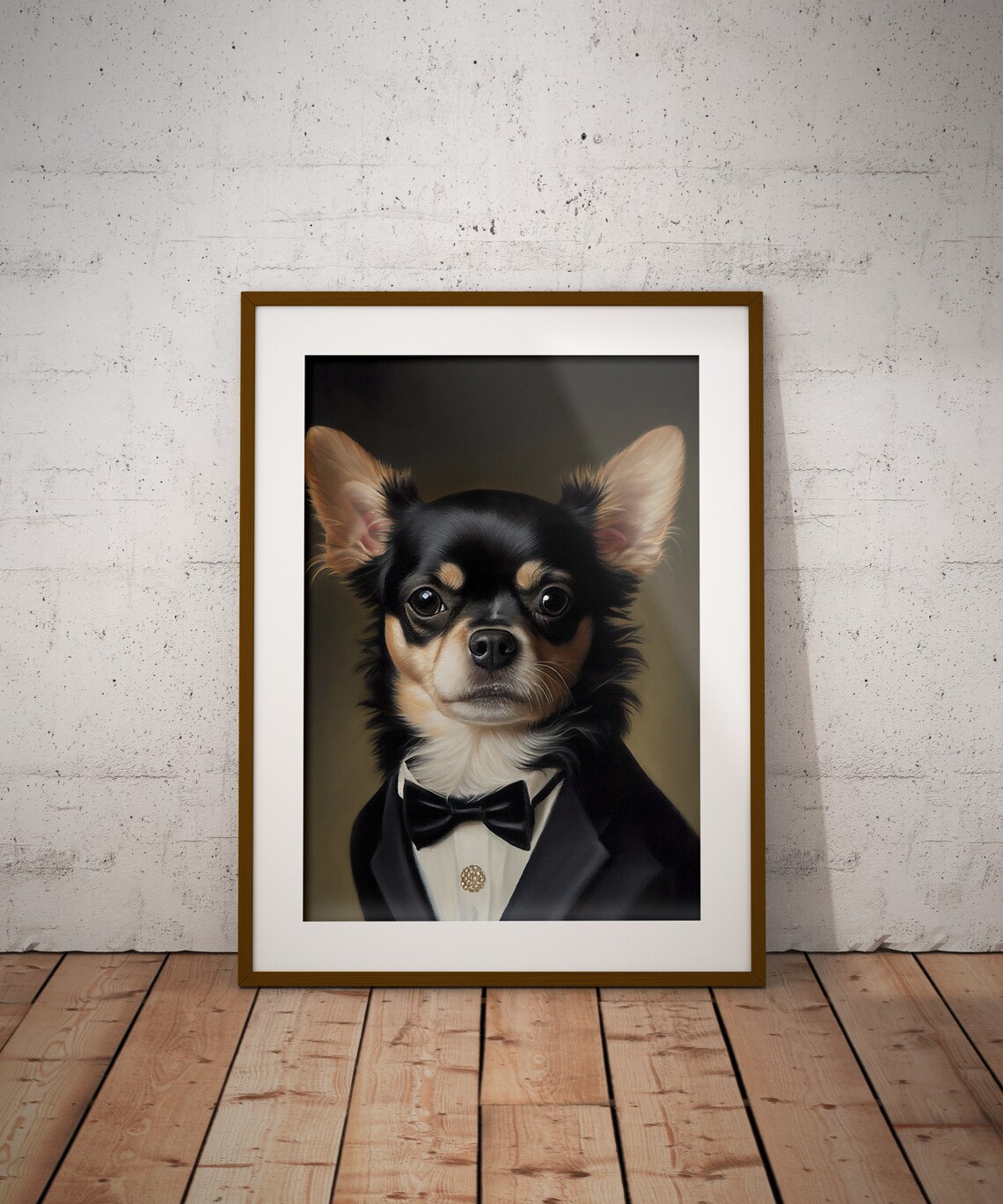 Portrait Of A Chihuahua In A Tuxedo, Poster Print - Image 2