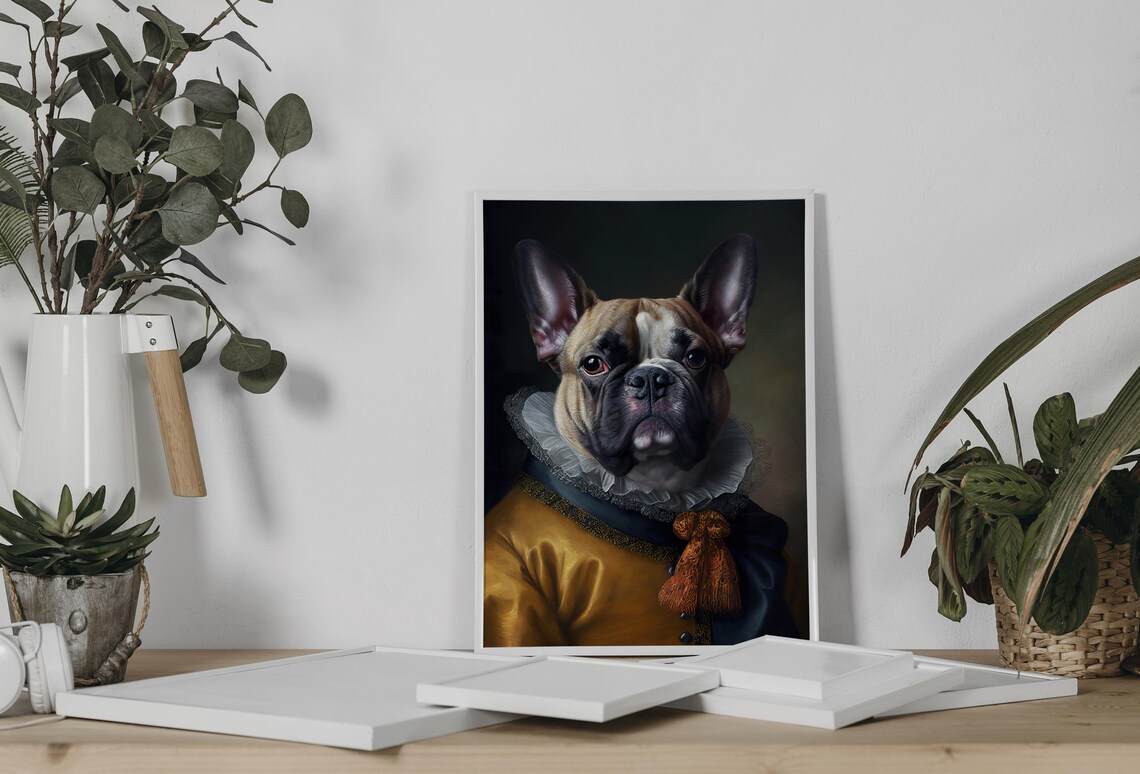 French Bulldog In Baroque Royal Attire Renaissance Style Pet Poster - Image 3