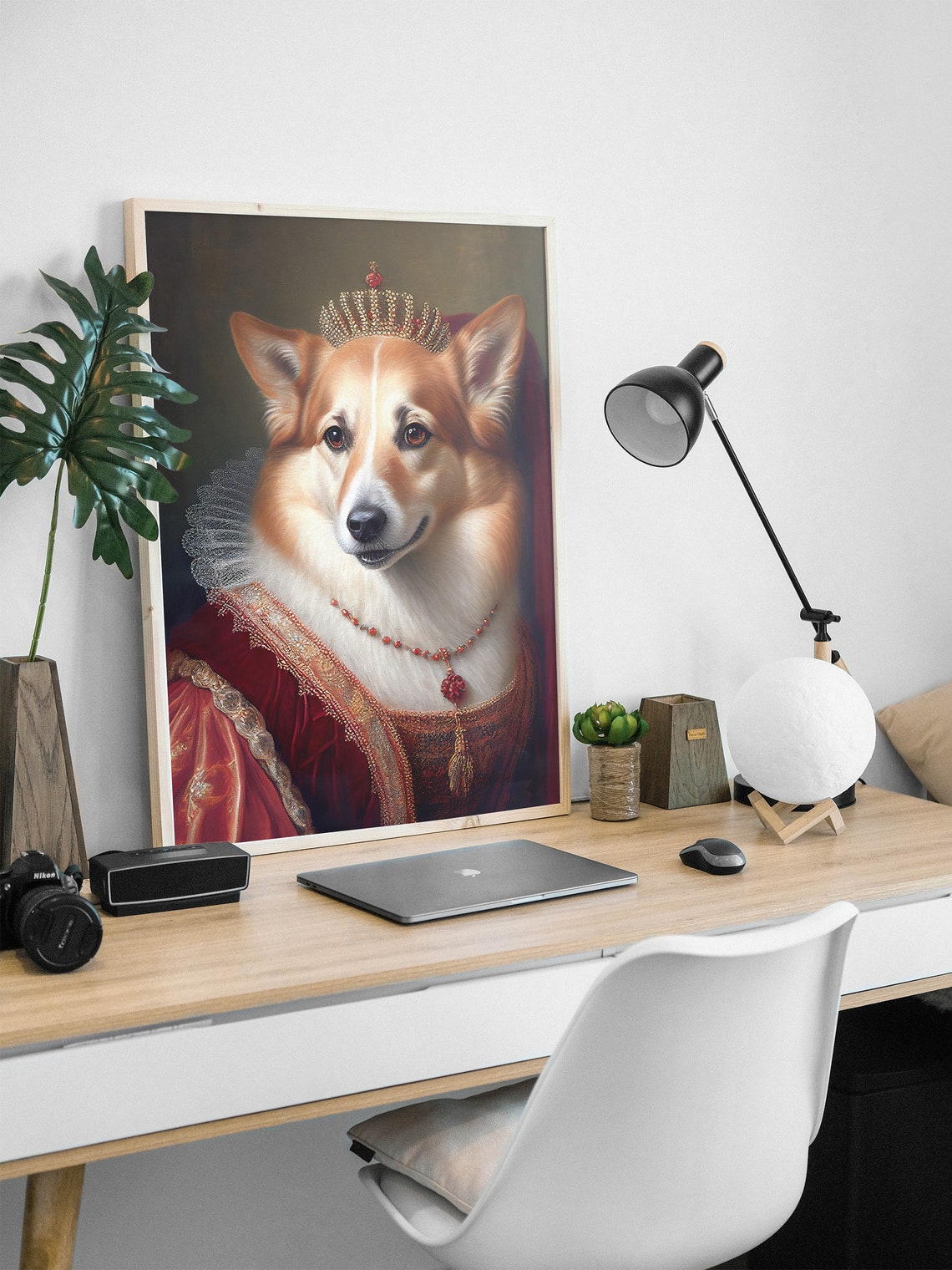Corgi Queen Royal Portrait In Red Gown And Crown Baroque Pet Poster - Image 3
