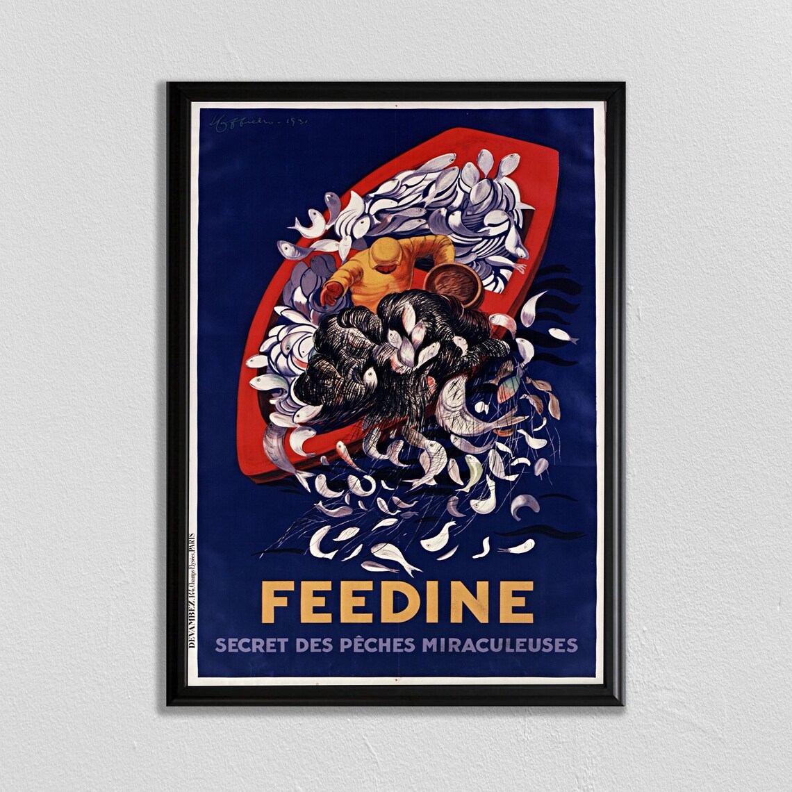 Leonetto Cappiello Feedine 1931 Fisherman Boat Vintage Ad Poster