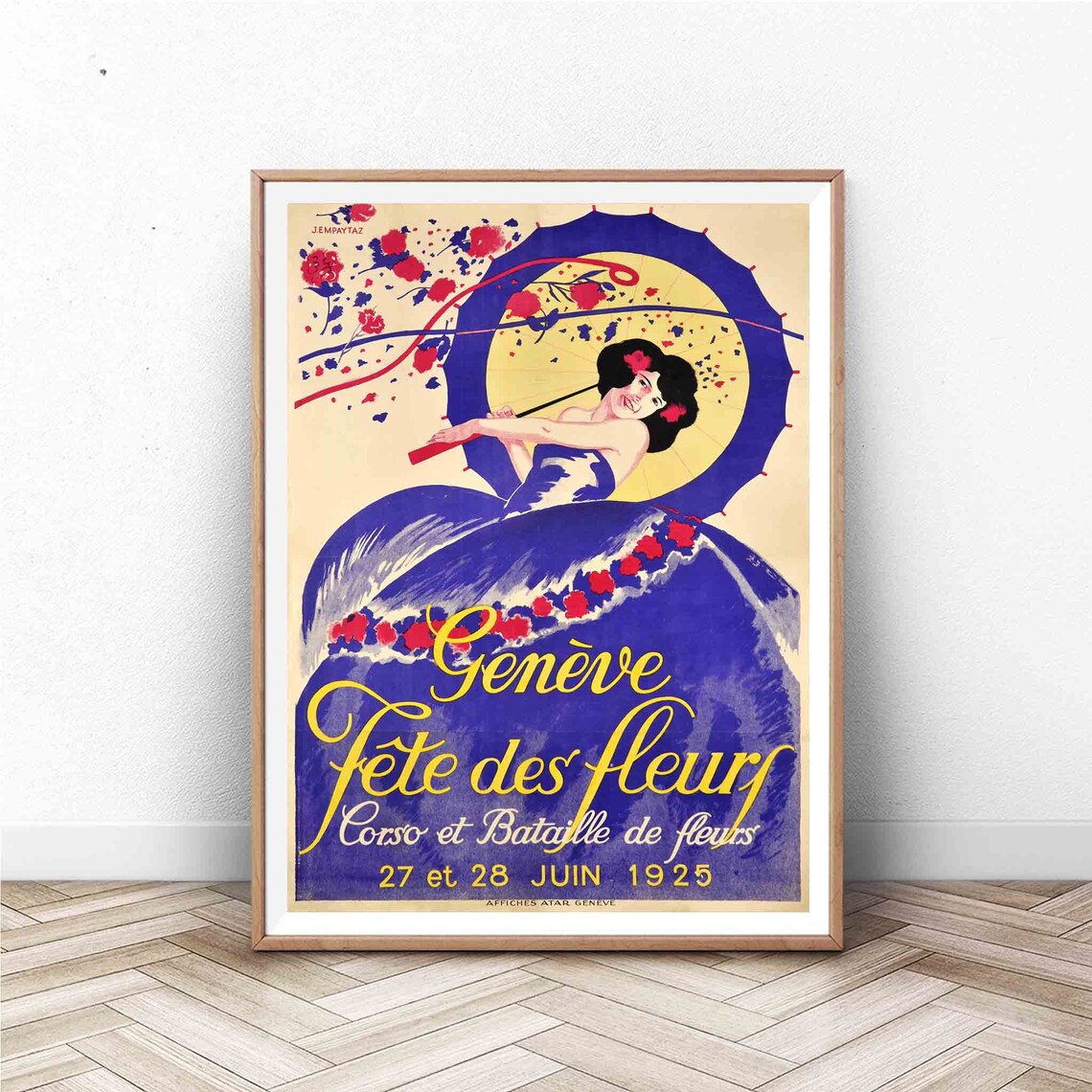 Geneve Fete des Fleurs 1925 Flower Festival Vintage Art Poster
