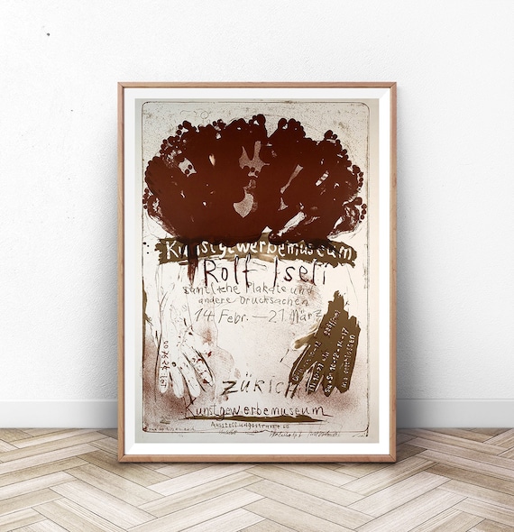Rolf Iseli Zurich Kunstgewerbemuseum Exhibition Vintage Art Poster
