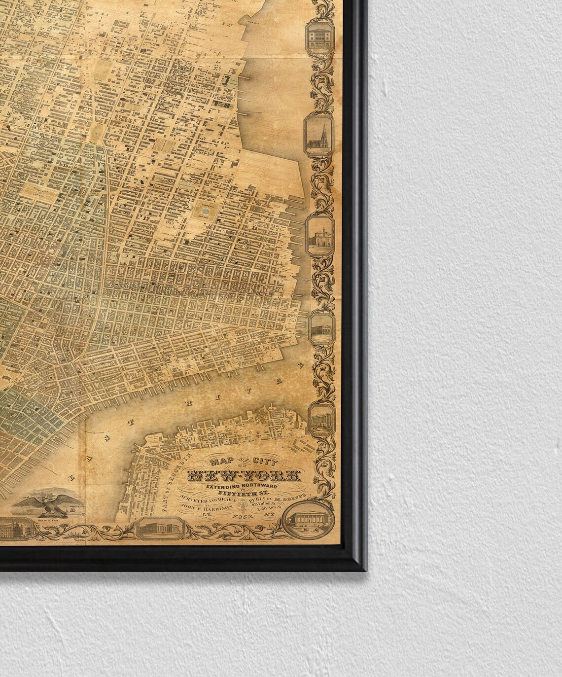 New York 1852 Map, Vintage Central Park Art Print - Image 2