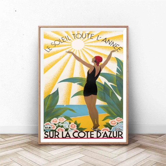 Sur La Cote Dazur Vintage French Travel Poster