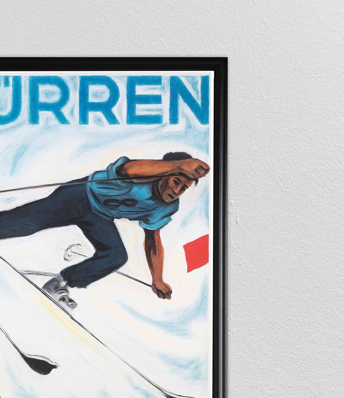Murren Switzerland Vintage Ski Racing Downhill Retro Travel Poster - Image 2