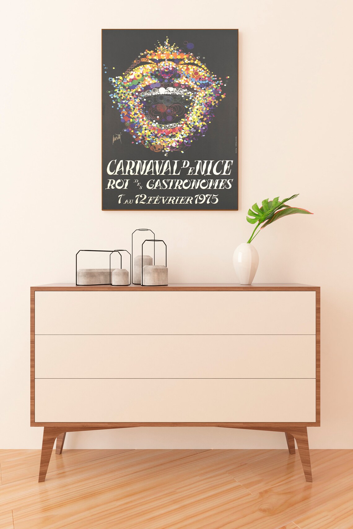 Nice Carnival 1975 Roi des Gastronomes Festival Poster Confetti - Image 2
