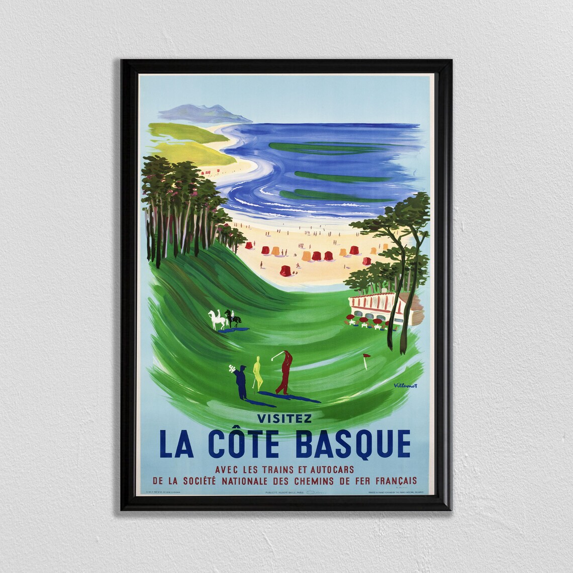 La Cote Basque Paris Vintage French Travel Poster