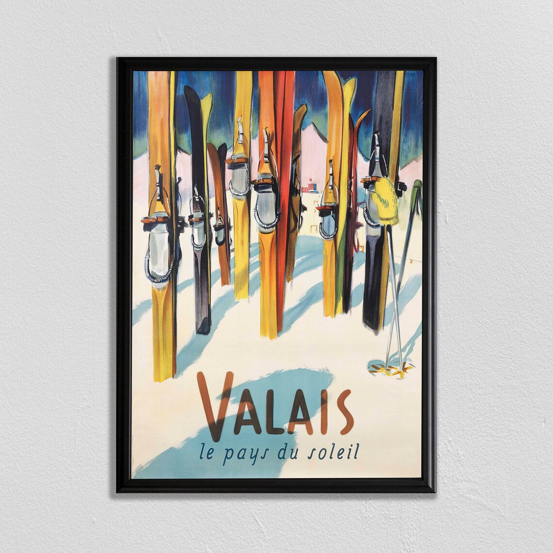 Swiss Travel Poster, Zermatt Ski Retro Decor