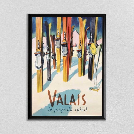 Swiss Travel Poster, Zermatt Ski Retro Decor