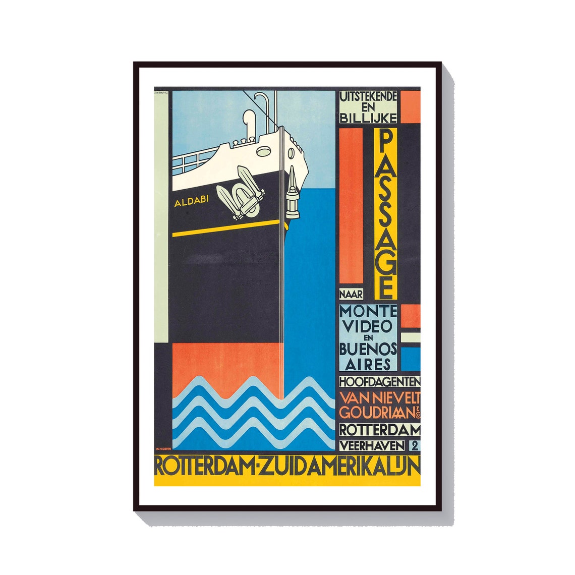 Rotterdam Zuidamerikalijn Dutch Art Deco Ocean Liner Cruise Poster