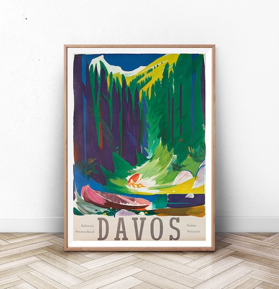 Davos Switzerland Travel Poster Paris Wall Art Swiss Art Print France Print Italy Poster Mountain Poster Vintage Travel