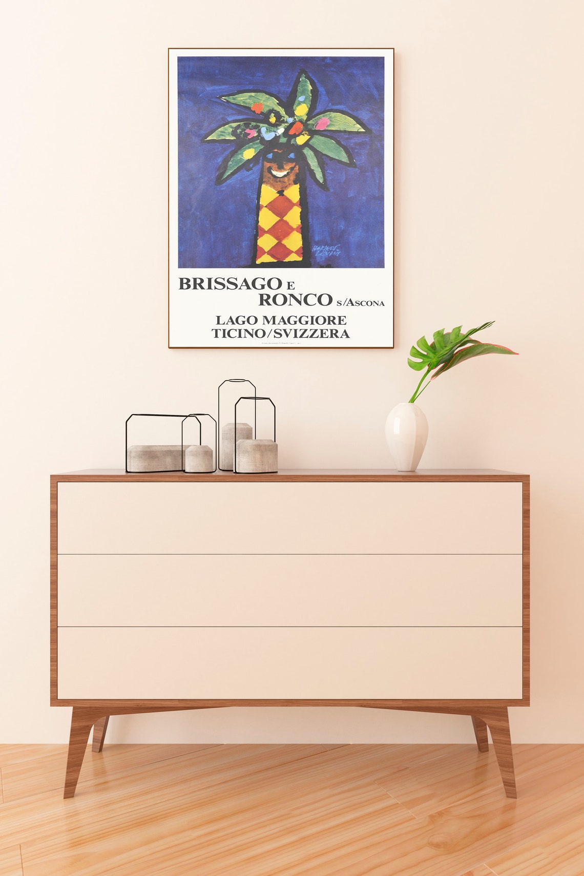 Brissago Ronco Lago Maggiore Ticino Palm Swiss Travel Poster - Image 3