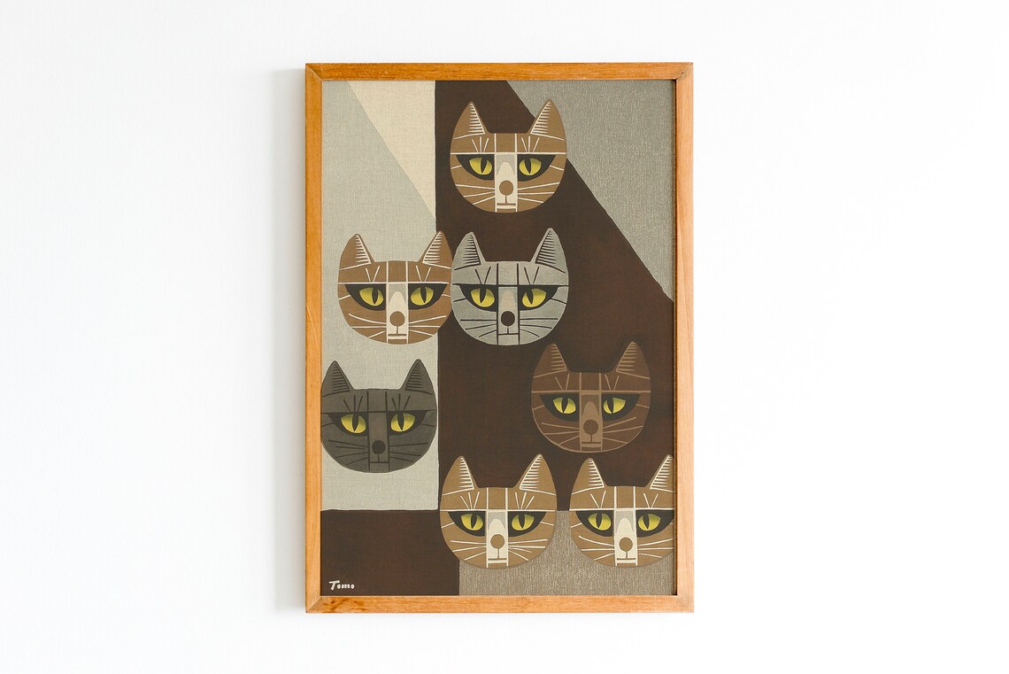 Cat Art Print, Japan Wood Block Japanese Decor - Image 2