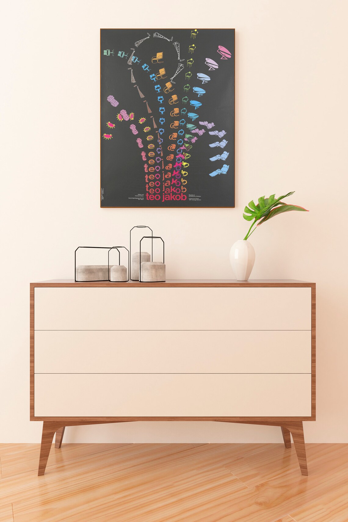 Teo Jakob Furniture Design Exhibition Colorful Line Art Poster - Image 2