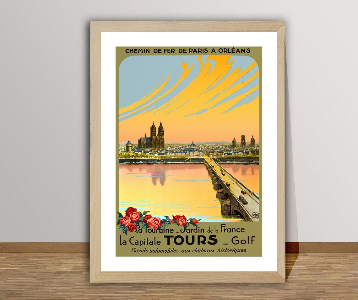 La Touraine Jardin De La France La Capitale Tours Golf France Vintage Travel Poster Retro Touraine Poster Gift Idea Wall Decor