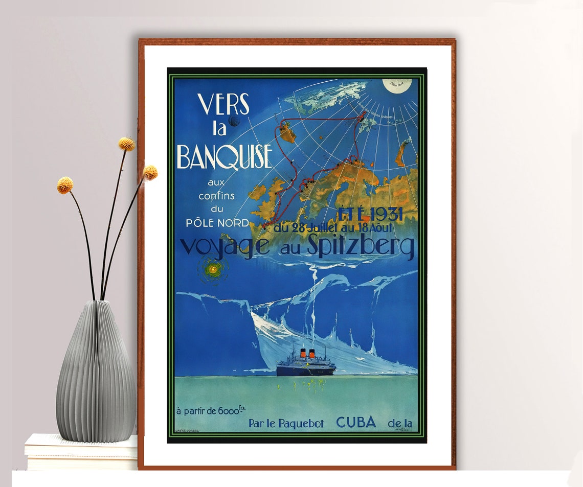 Vers la Banquise 1931 Spitzberg Arctic Voyage Vintage French Poster