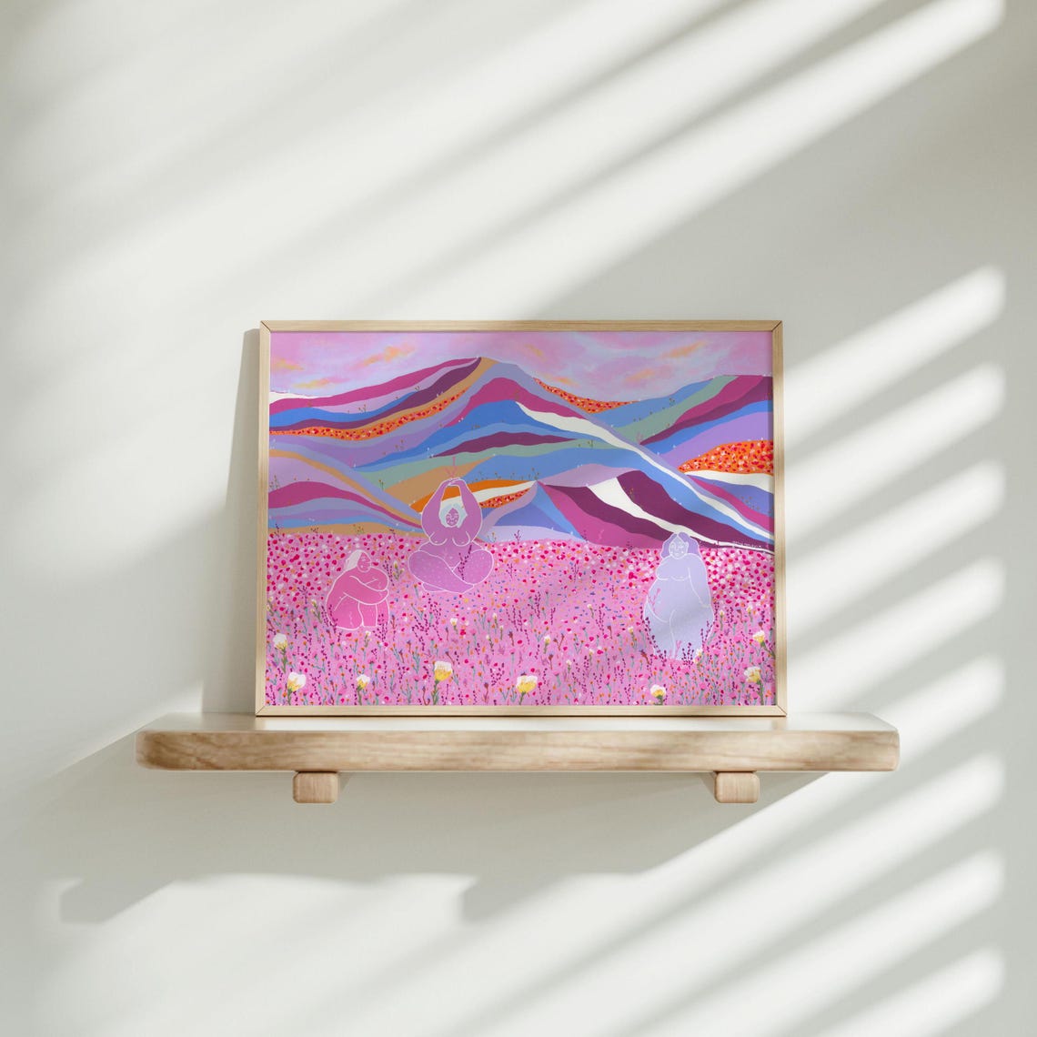 Organic Movements Pink Feminine Healing Mountain Dreamscape Gicle Fine Art Print