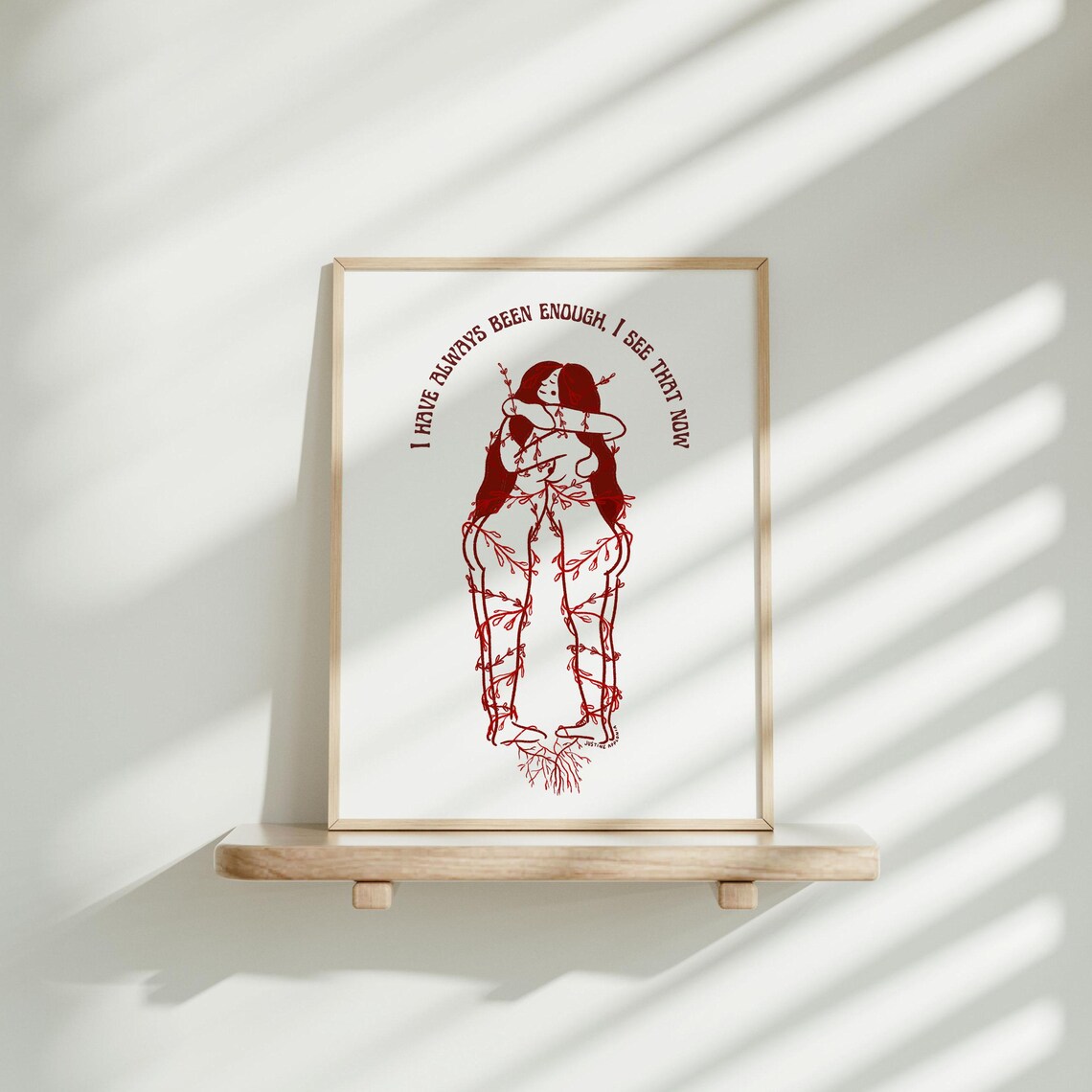 I Have Always Been Enough Self Love Burgundy Line Art Poster