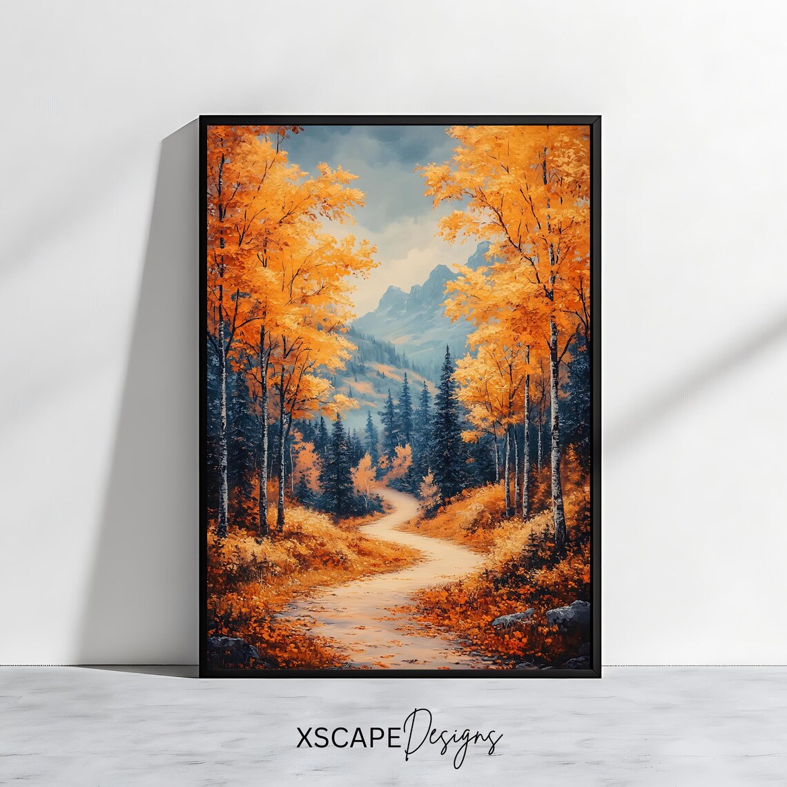 Autumn Forest Path, Colorful Fall Landscape