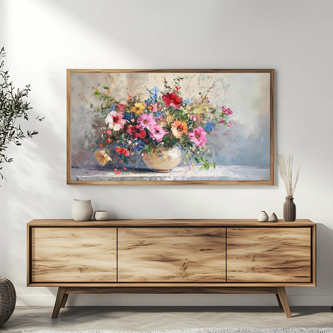 Impressionist Floral Bouquet In Vase Pastel Wildflowers Poster - Image 3