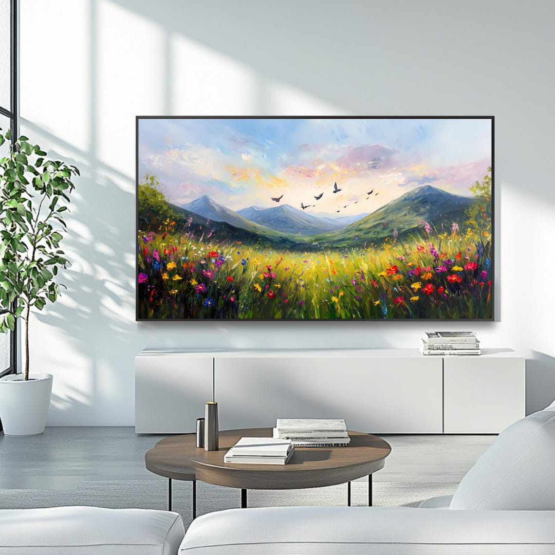 Mountain Meadow Art For Frame Tv Roku Screensaver Colorful Landscape Wall Art - Image 4