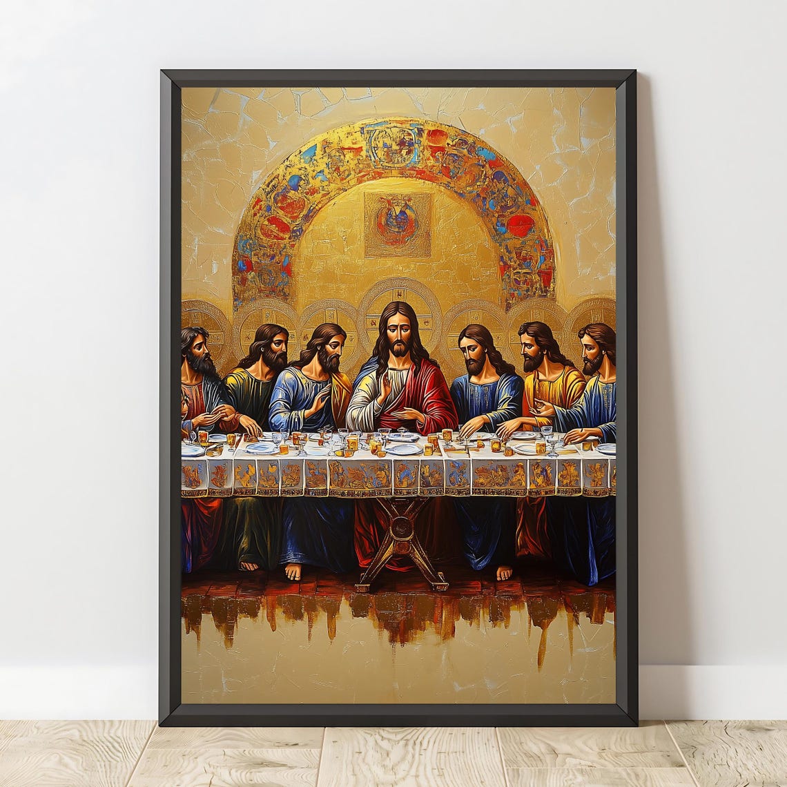 The Last Supper Golden Icon Style Religious Christian Art Poster - Image 2