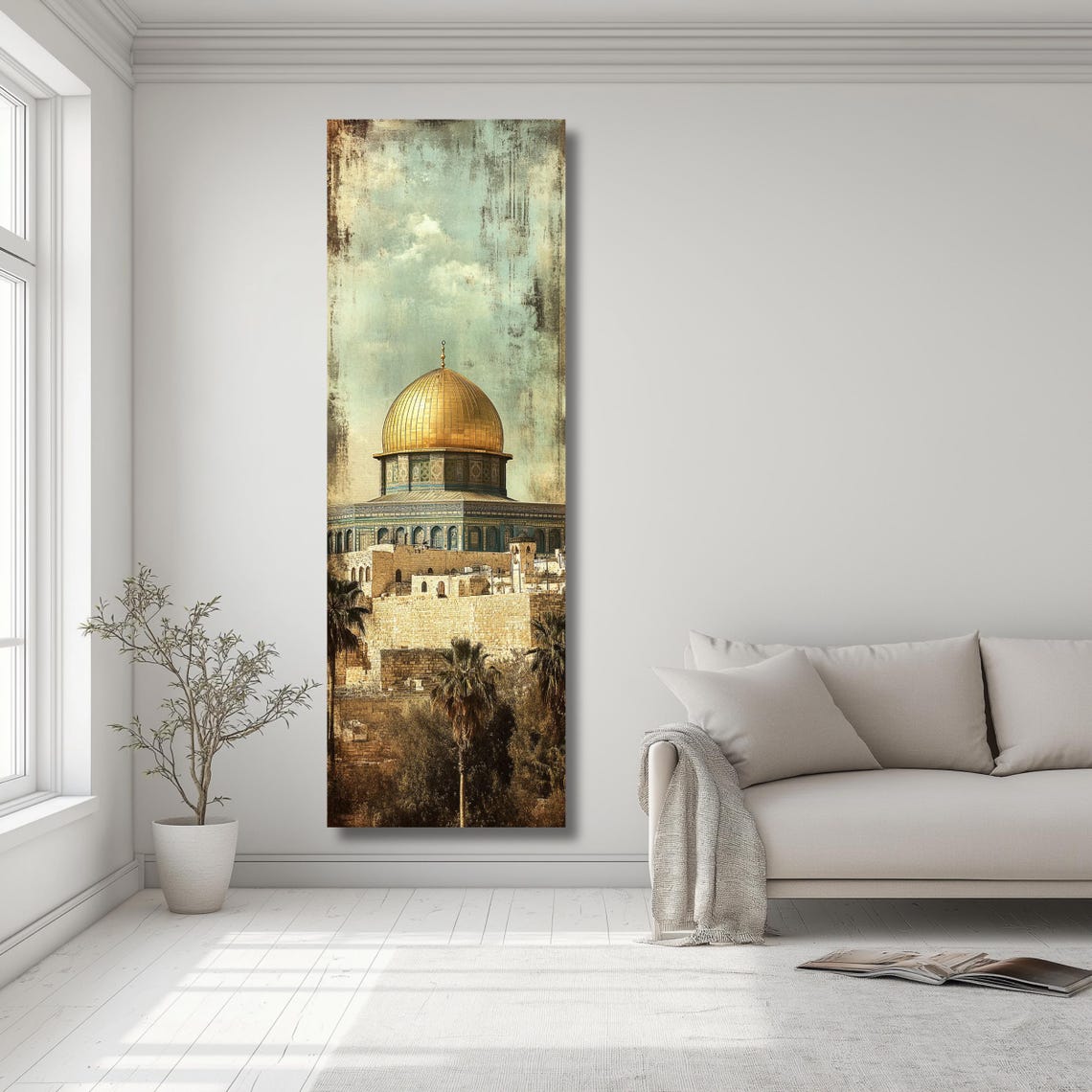 Dome Of The Rock Vintage Texture Gold Dome Jerusalem Skyline Poster - Image 2