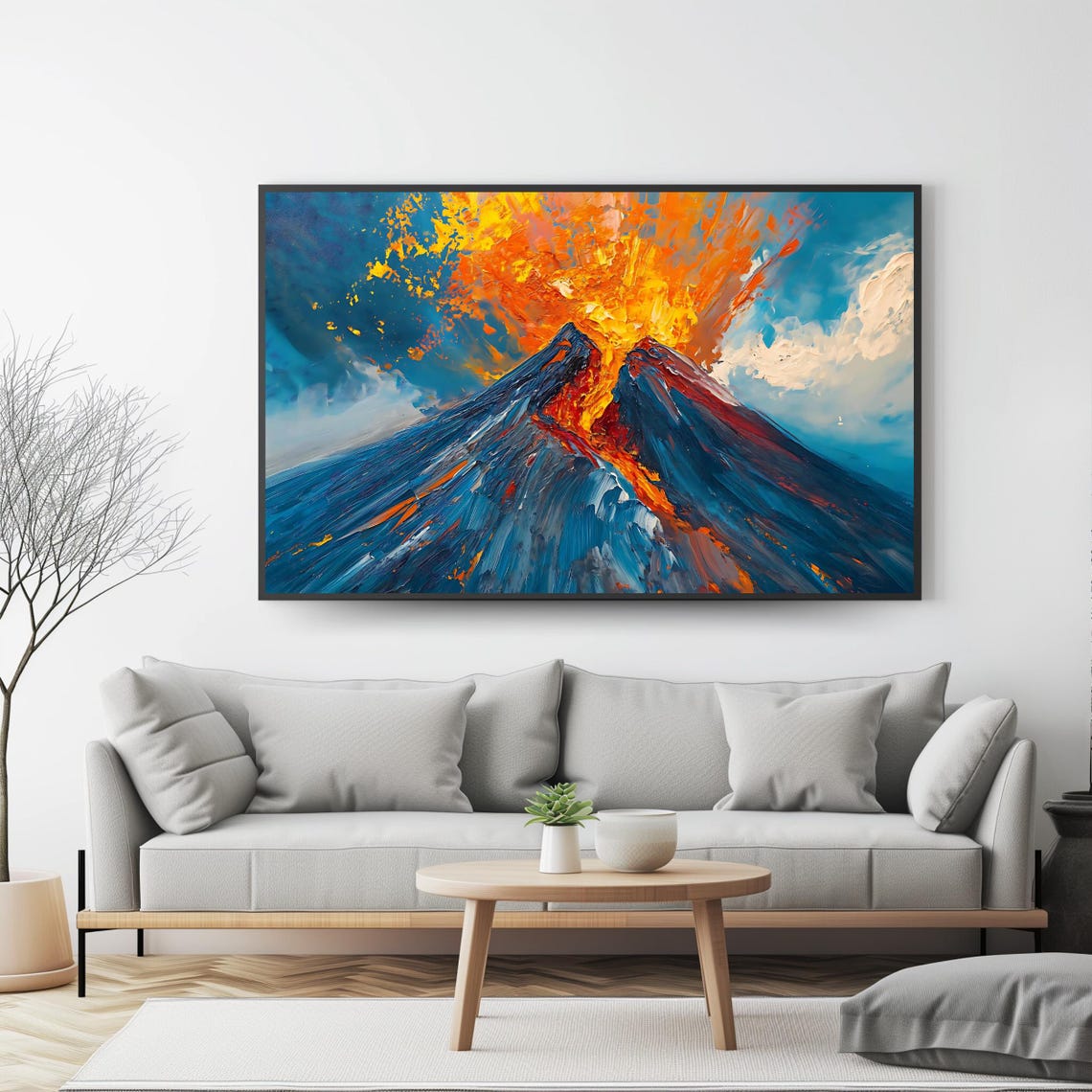 Volcano Art Print Dramatic Landscape Artwork Nature Wall Decor Fiery Mountain Scene Vibrant Art - Image 4