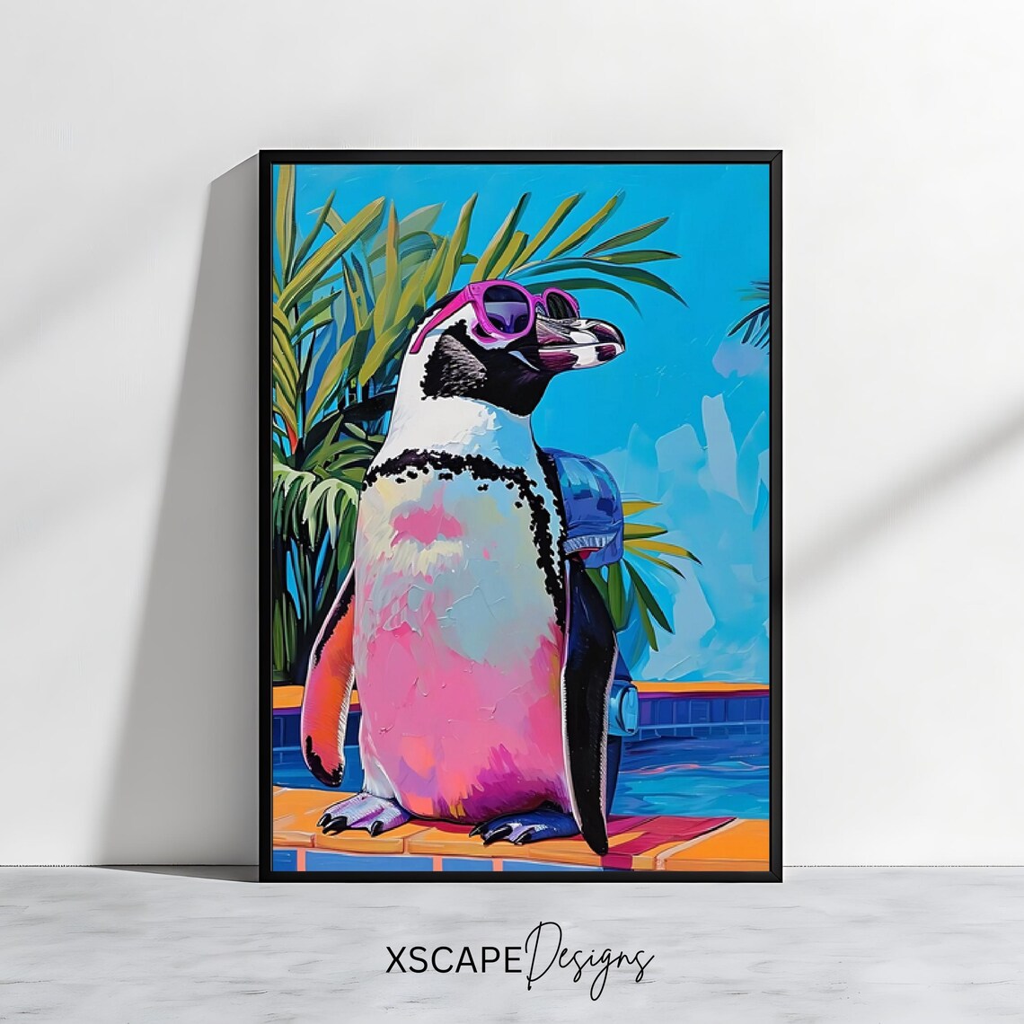 Summer Penguin Tropical Animal Art Print