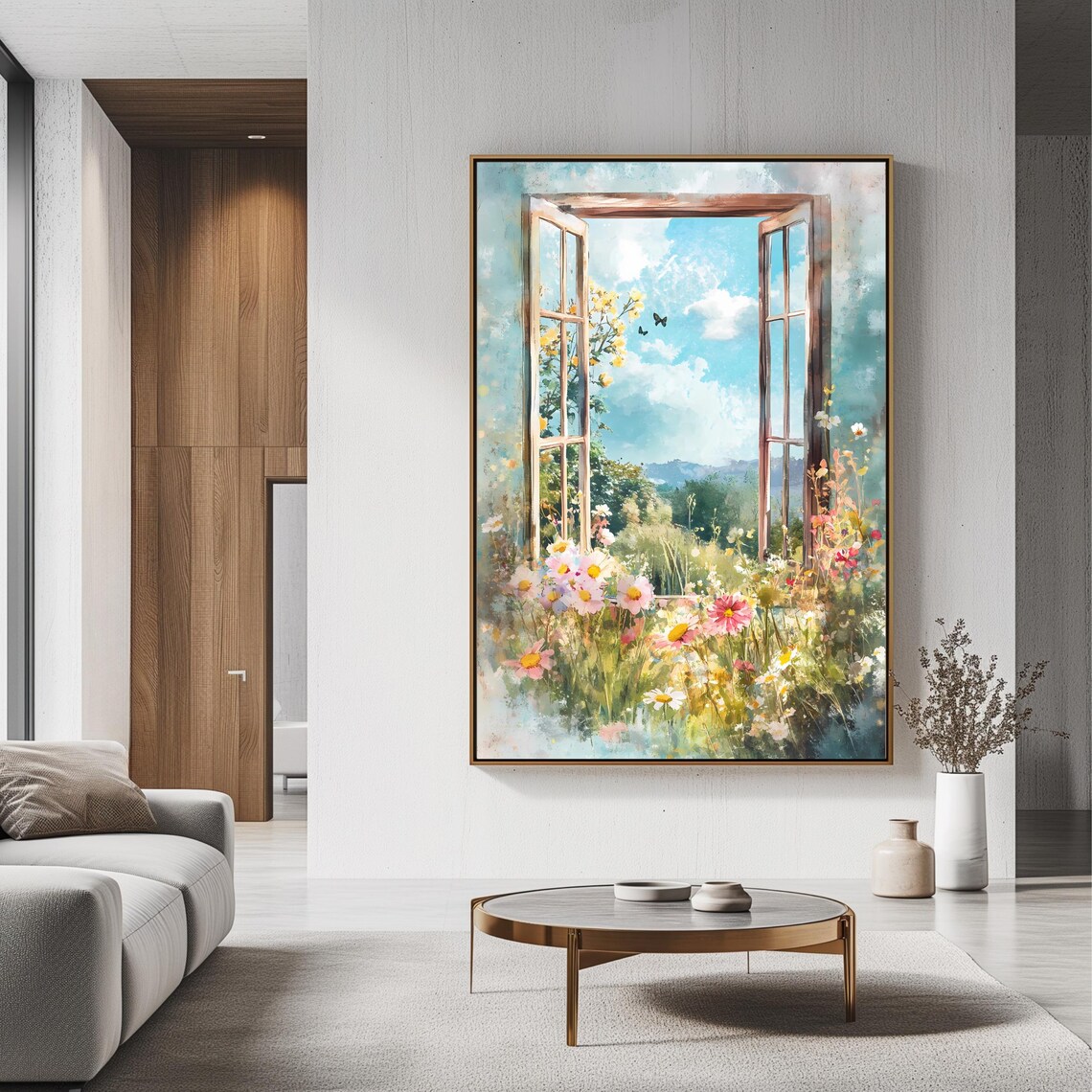 Open Window Floral View Art Print, Countryside Decor - Image 3