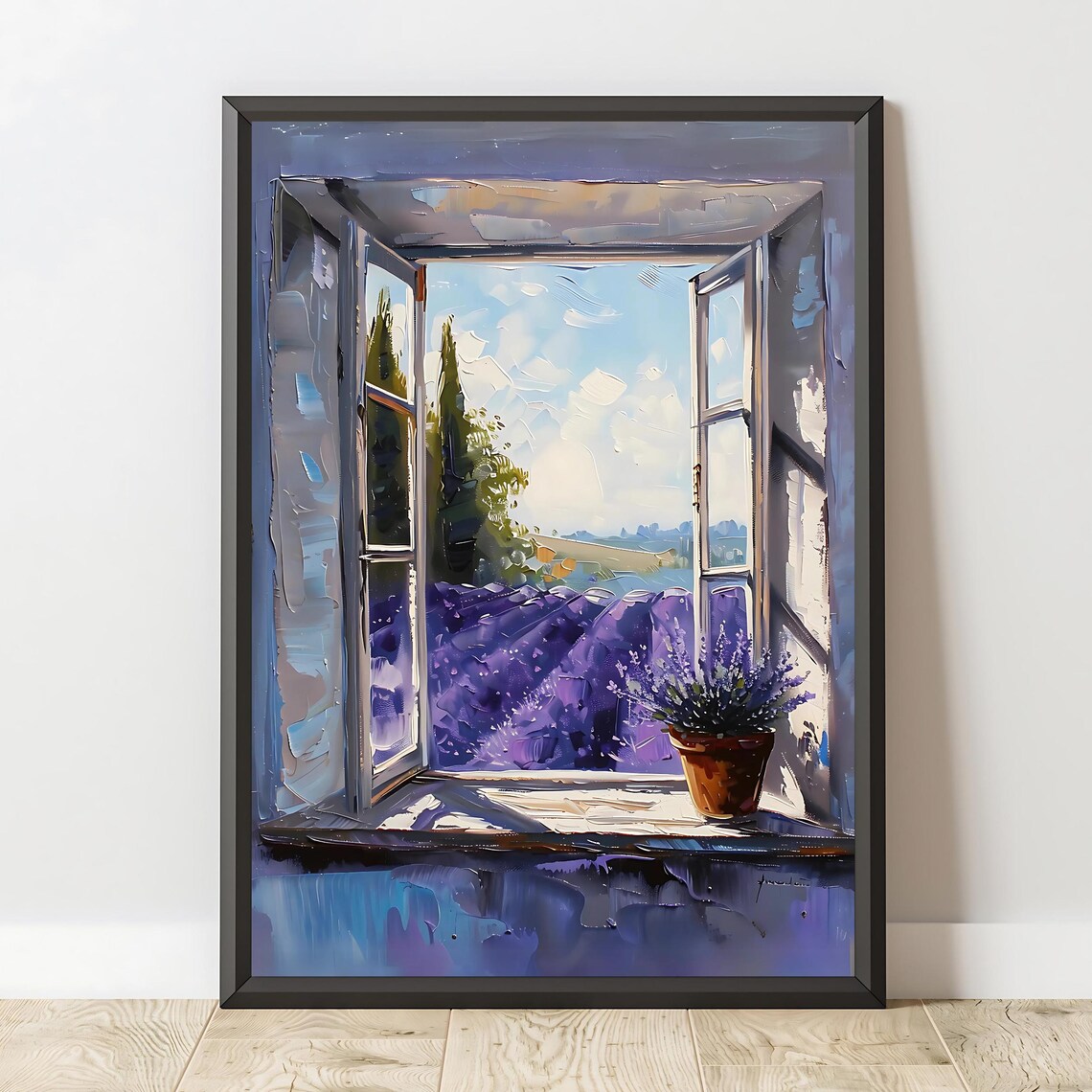 Lavender Window View, Provence Landscape Art Print - Image 2