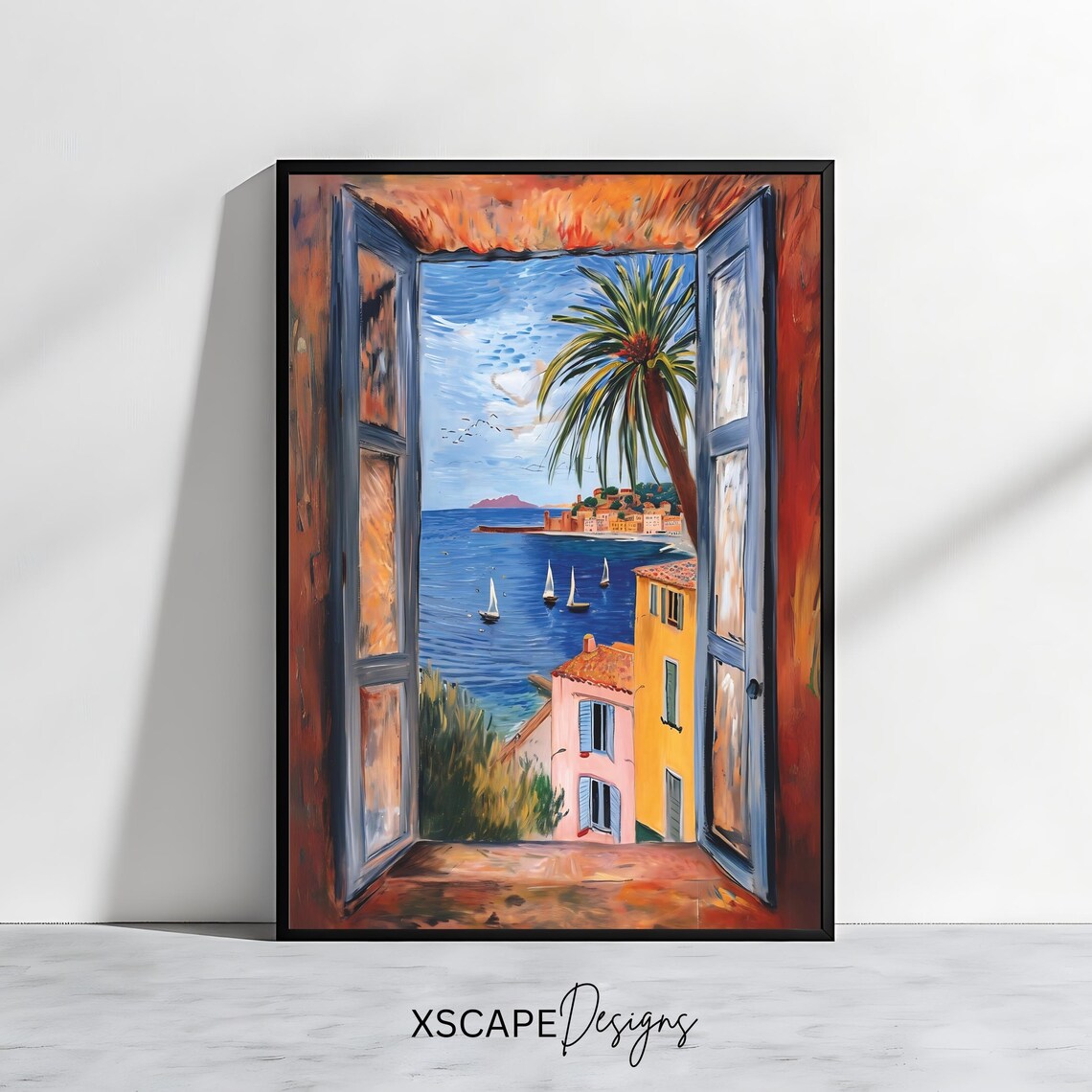 Coastal Window View, Mediterranean Travel Poster