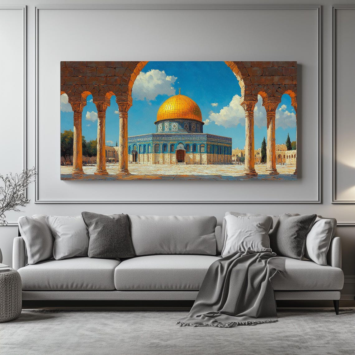 Masjid Al Aqsa Wall Art Long Horizontal Narrow Print Oversized Panoramic Architecture Artwork For Above Couch Or Bed - Image 4