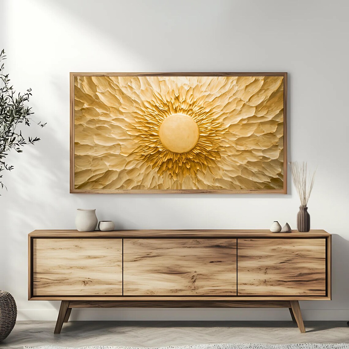 Golden Sunburst Textured Abstract Decor - Image 3