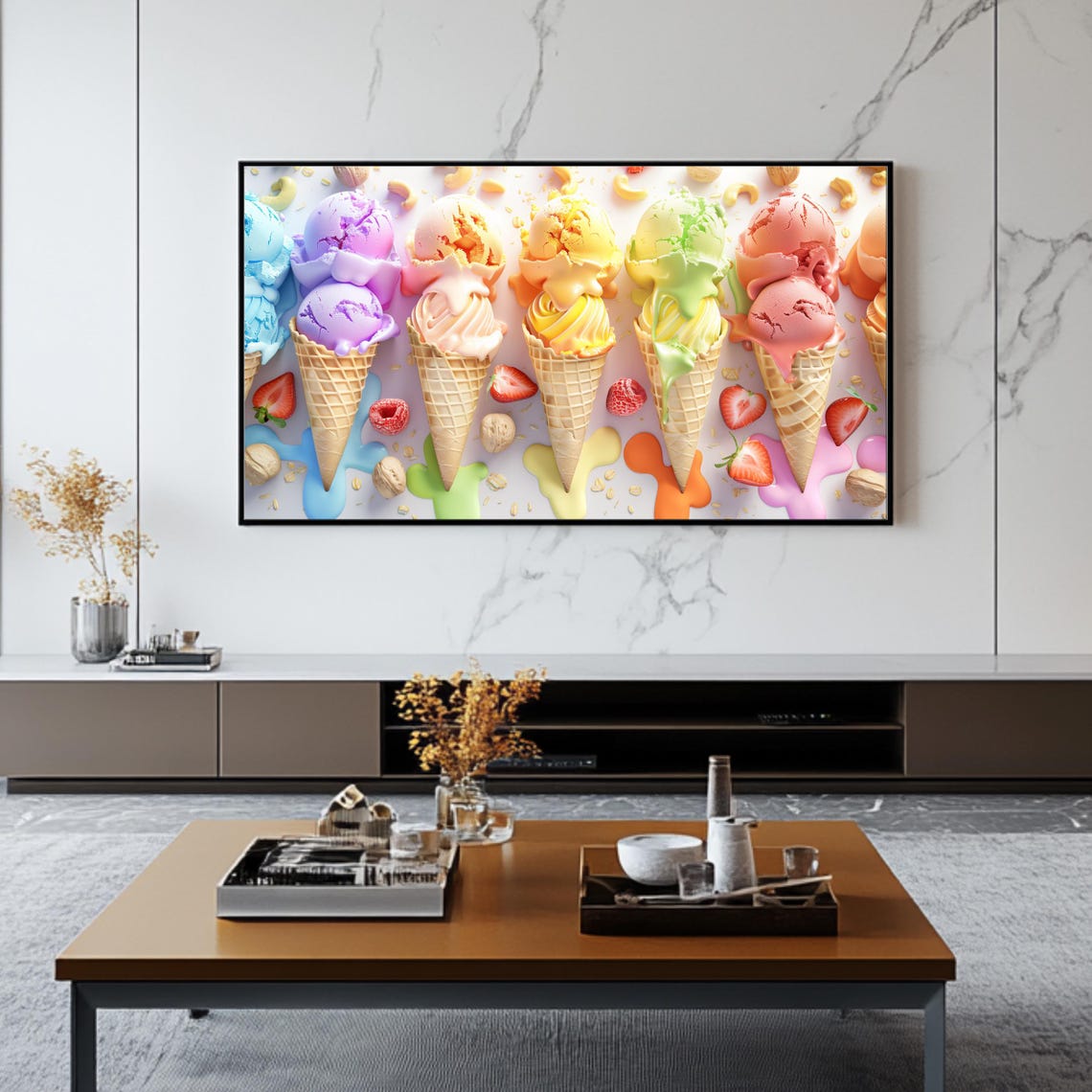 Summer Ice Cream Frame Tv Art Colorful Modern Wall Art For Frame Tv - Image 2